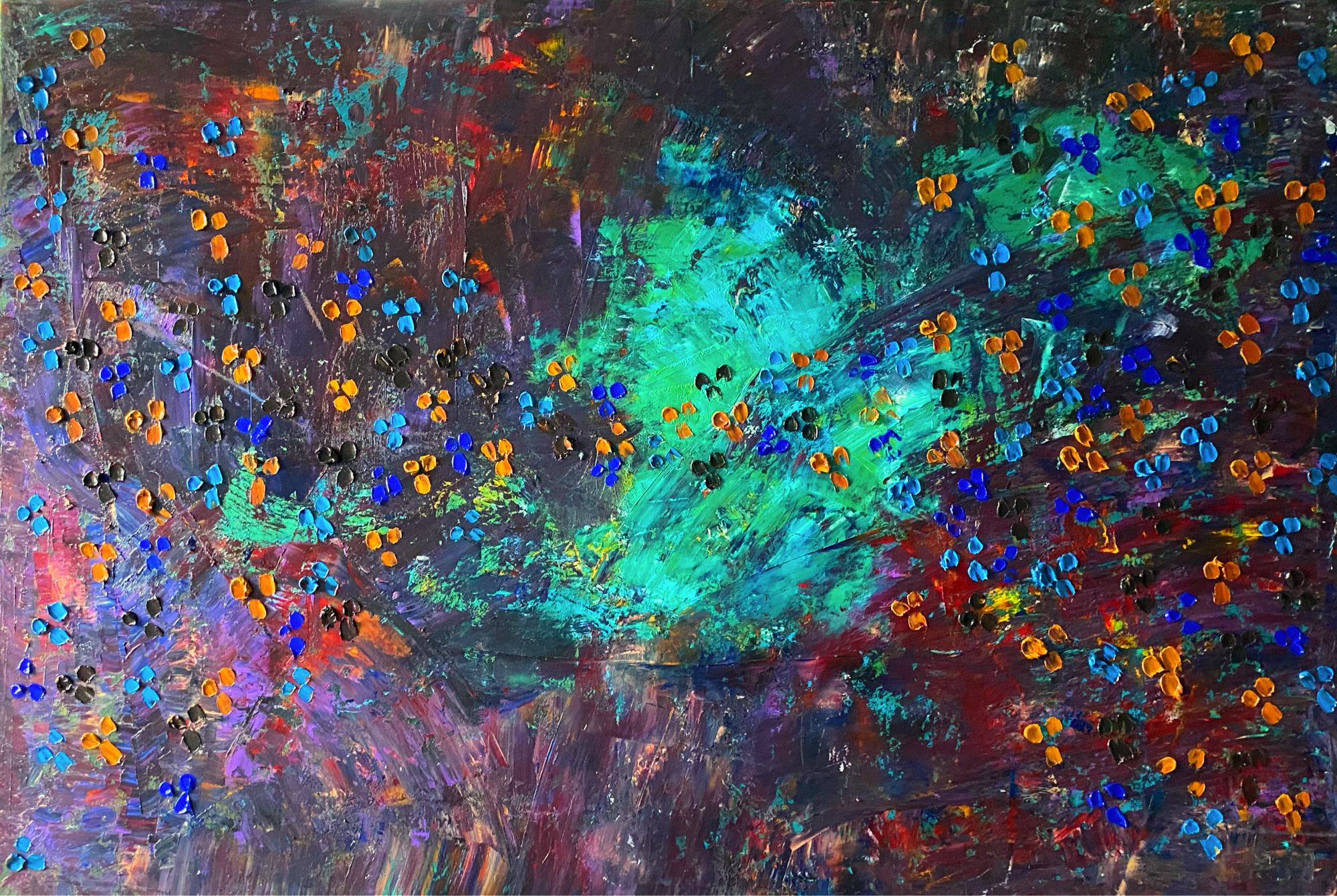Floral  (121.8 cm x 182.8 cm) Textured Abstract Painting by Joanne Daniel