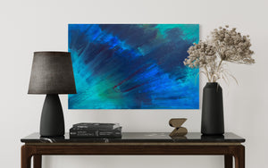 Night Sky (93 cm x 61 cm ) Blue Abstract Painting by Joanne Daniel