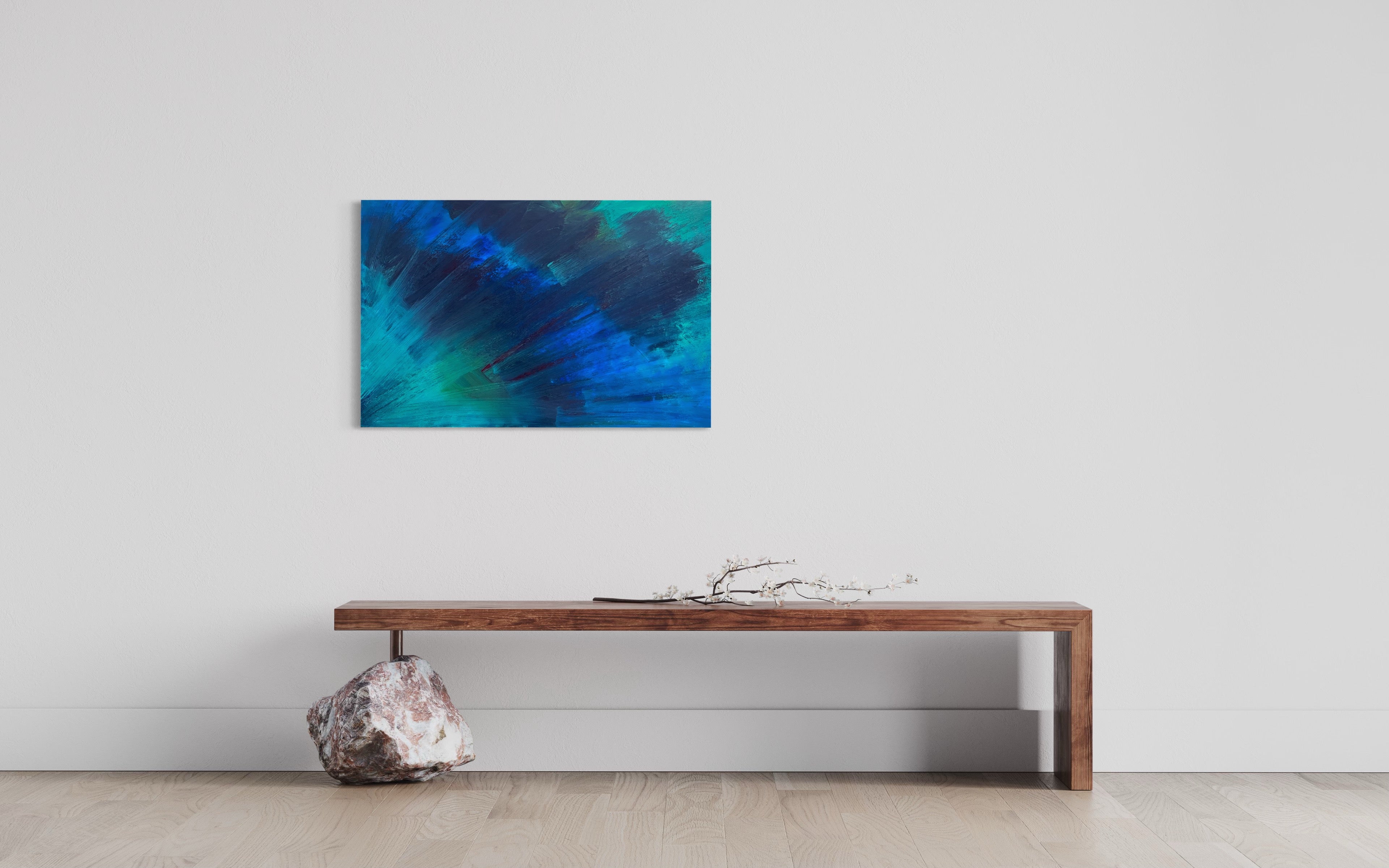 Night Sky (93 cm x 61 cm ) Blue Abstract Painting by Joanne Daniel