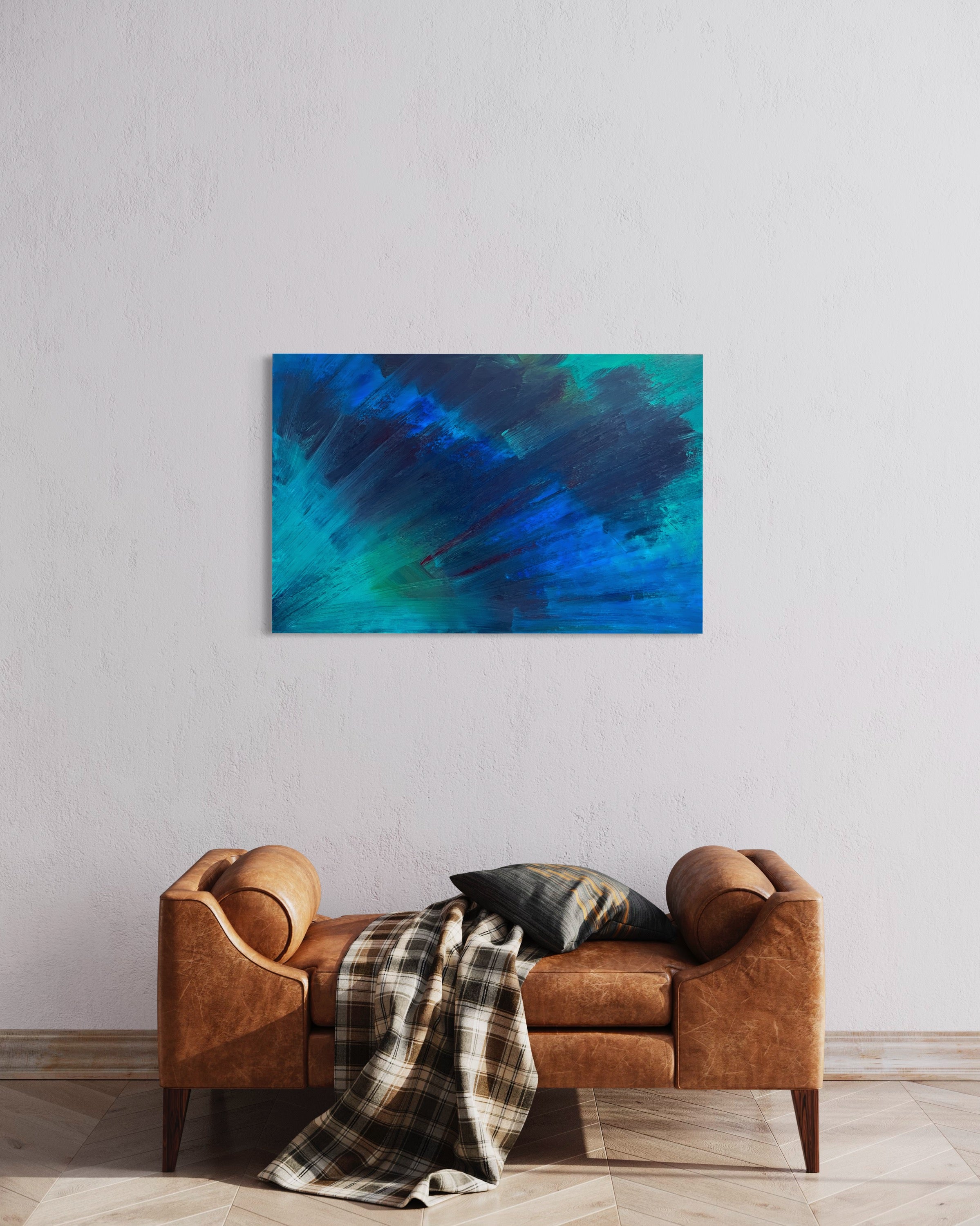 Night Sky (93 cm x 61 cm ) Blue Abstract Painting by Joanne Daniel