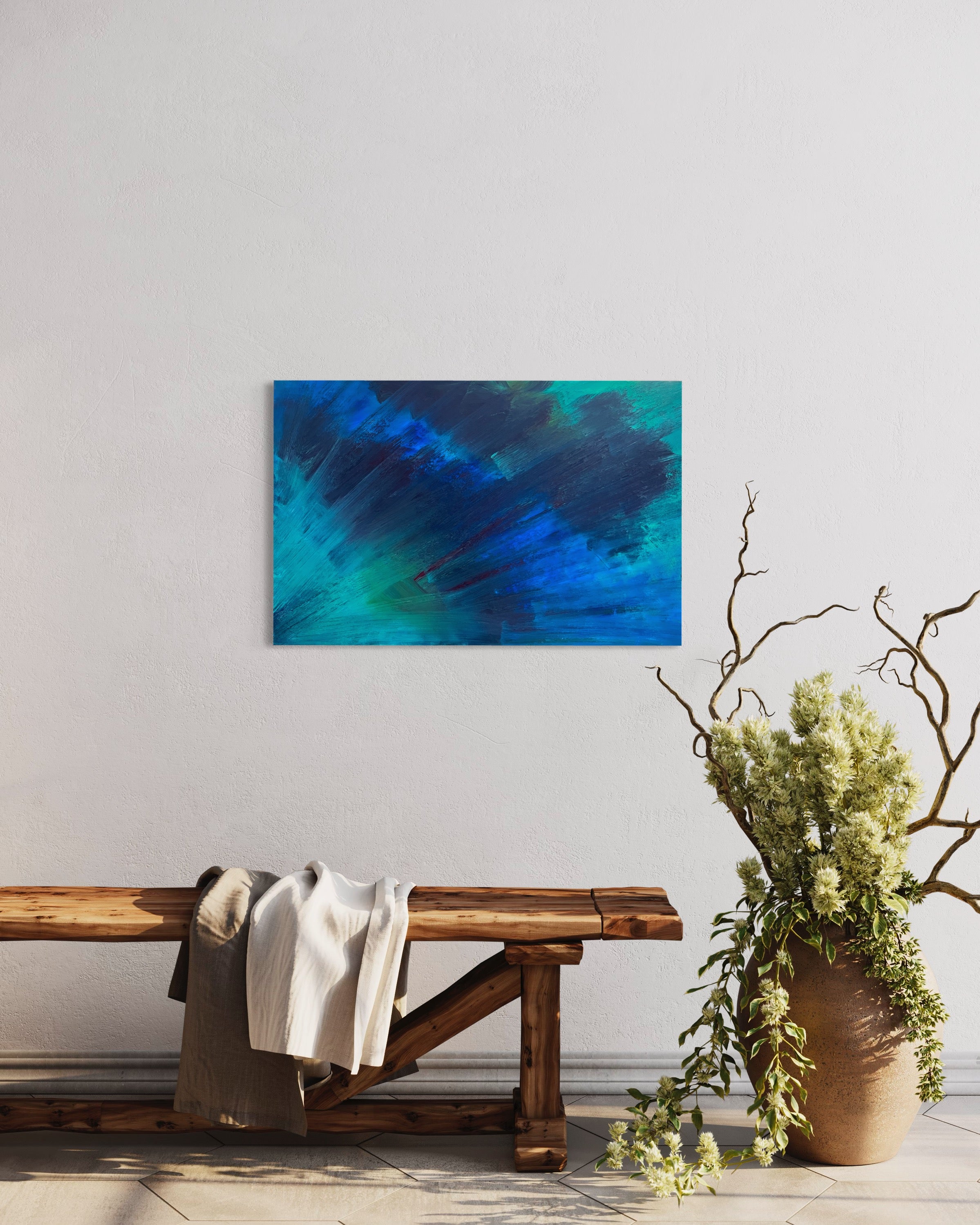 Night Sky (93 cm x 61 cm ) Blue Abstract Painting by Joanne Daniel