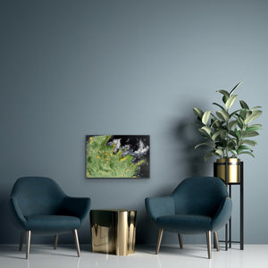 Alpine Mountains 93 cm x 61 cm Black Green Textured Abstract Painting Abstract by Australian Artist Joanne Daniel