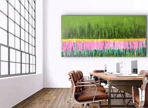 Flower field (91 cm x 182 cm)Textured Abstract Painting by Joanne Daniel