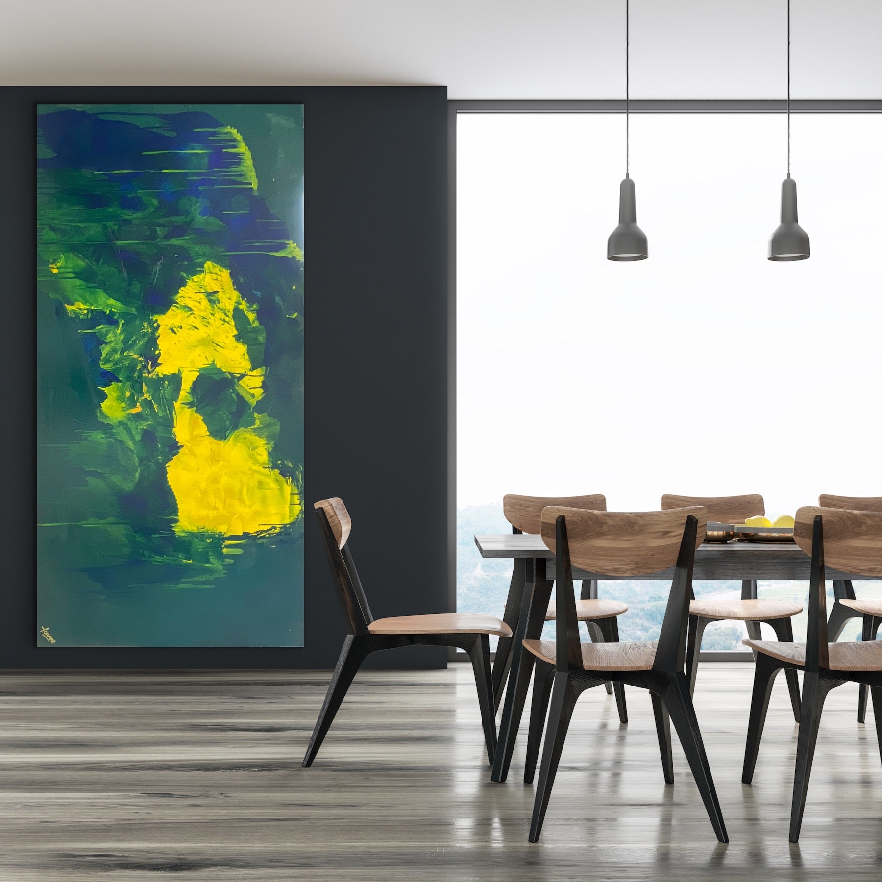 Lemon splash (91 cm x 182 cm)Textured Abstract Painting by Joanne Daniel