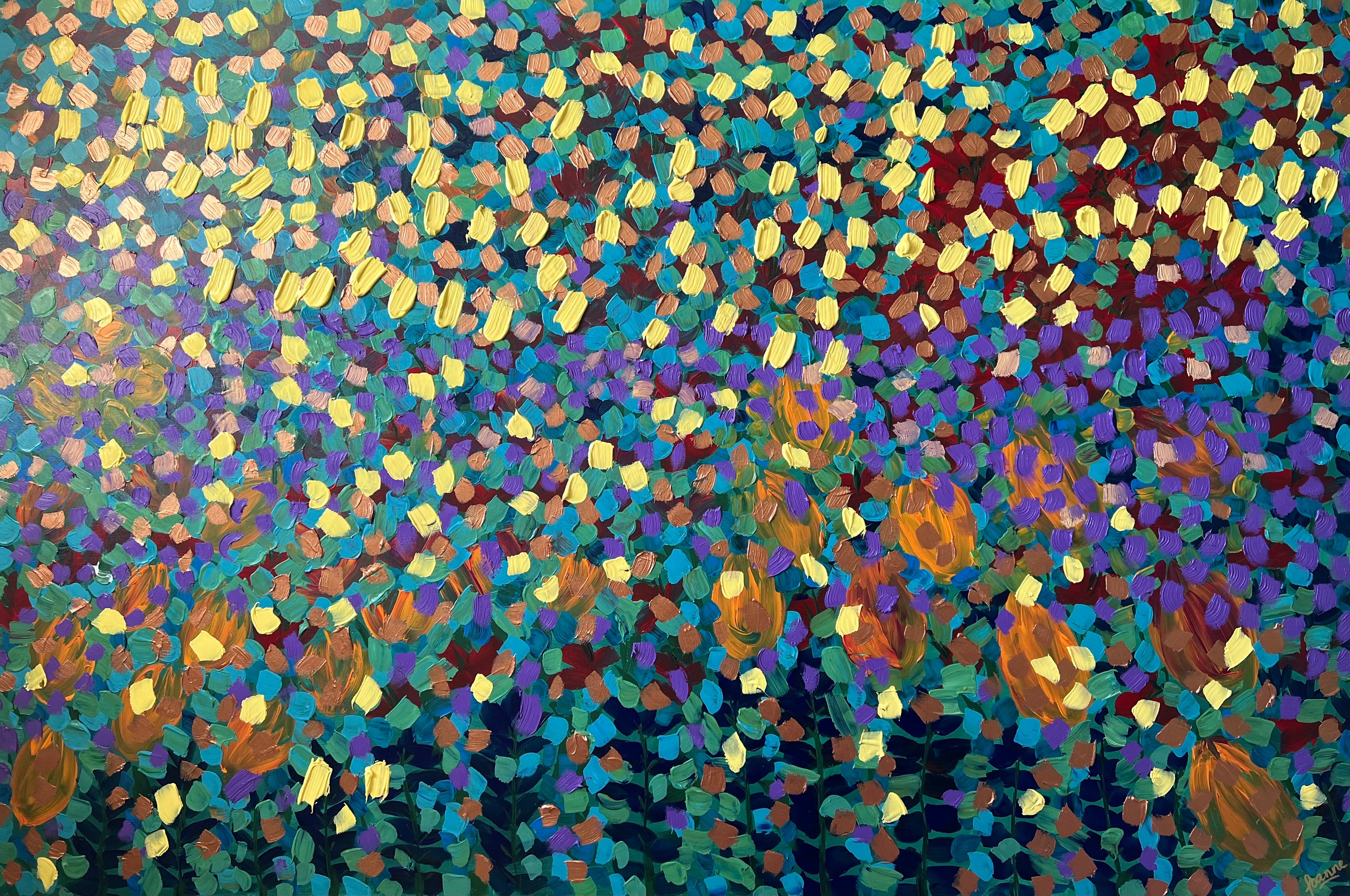 Spring Garden 121.8 cm x 182.8 cm Blue Textured Abstract Painting by Joanne Daniel