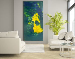 Lemon splash (91 cm x 182 cm)Textured Abstract Painting by Joanne Daniel