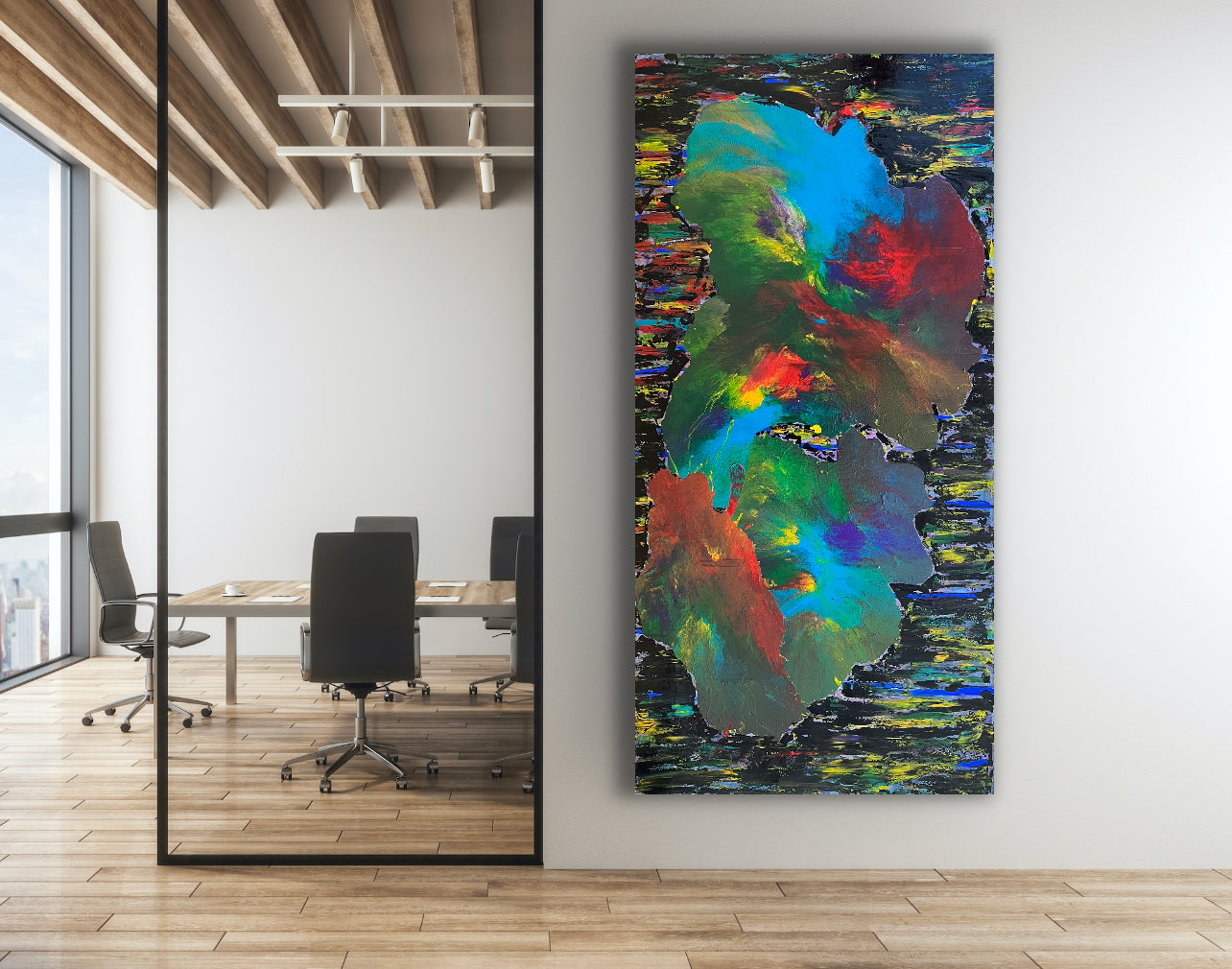 Galactic Sky (91 cm x 182 cm)Textured Abstract Painting by Joanne Daniel