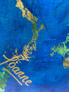 Ocean 121.8 cm x 182.8 cm Blue Textured Abstract Painting by Joanne Daniel