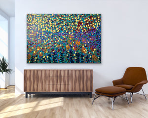 Spring Garden 121.8 cm x 182.8 cm Blue Textured Abstract Painting by Joanne Daniel