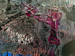 Lavendar Bloom 93 cm x 61 cm Purple Black Textured Abstract Painting