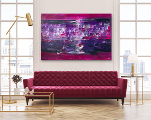 PINK 121 cm x 182 cm Textured Abstract Painting by Joanne Daniel