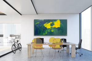 Lemon splash (91 cm x 182 cm)Textured Abstract Painting by Joanne Daniel