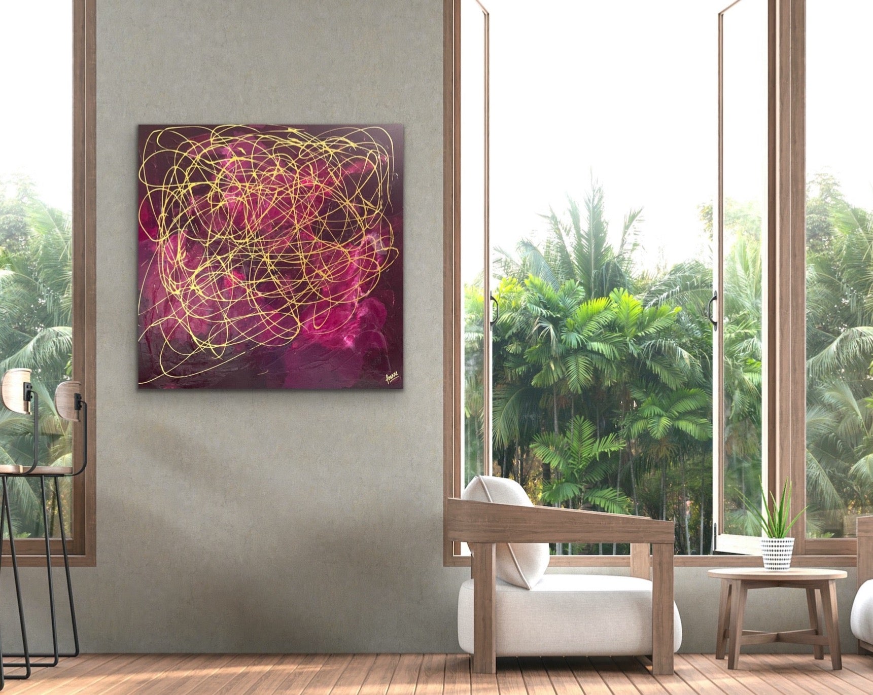 Hope No 7 100 cm  x  100 cm Pink Textured Abstract Painting by Joanne Daniel