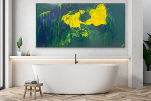 Lemon splash (91 cm x 182 cm)Textured Abstract Painting by Joanne Daniel