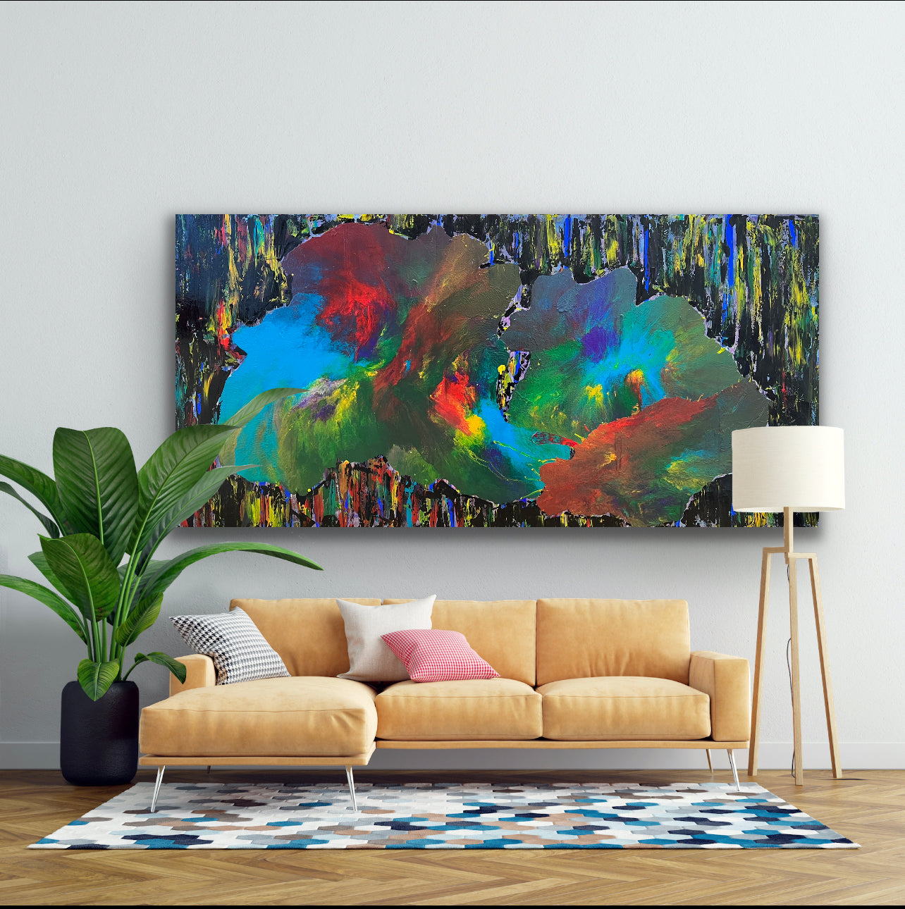 Galactic Sky (91 cm x 182 cm)Textured Abstract Painting by Joanne Daniel