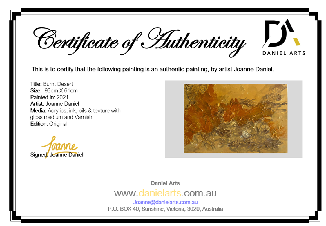 Burnt Desert 93 cm x  61 cm Orange Textured Abstract Painting