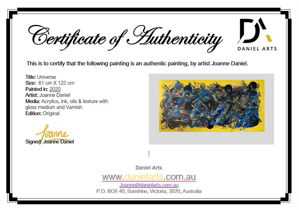 Universe 61cm x 122cm Yellow Blue Textured Abstract Painting