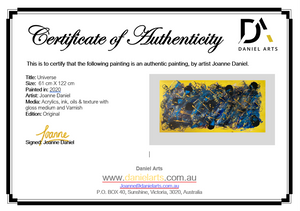 Universe 61cm x 122cm Yellow Blue Textured Abstract Painting