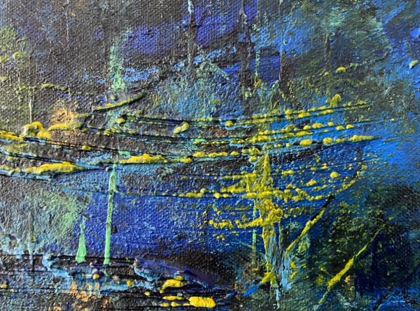 Prussian Blue Splash 121.8cm x 182.8cm Blue Textured Abstract Painting