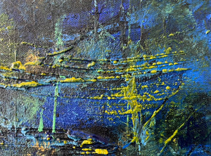 Prussian Blue Splash 121.8cm x 182.8cm Blue Textured Abstract Painting