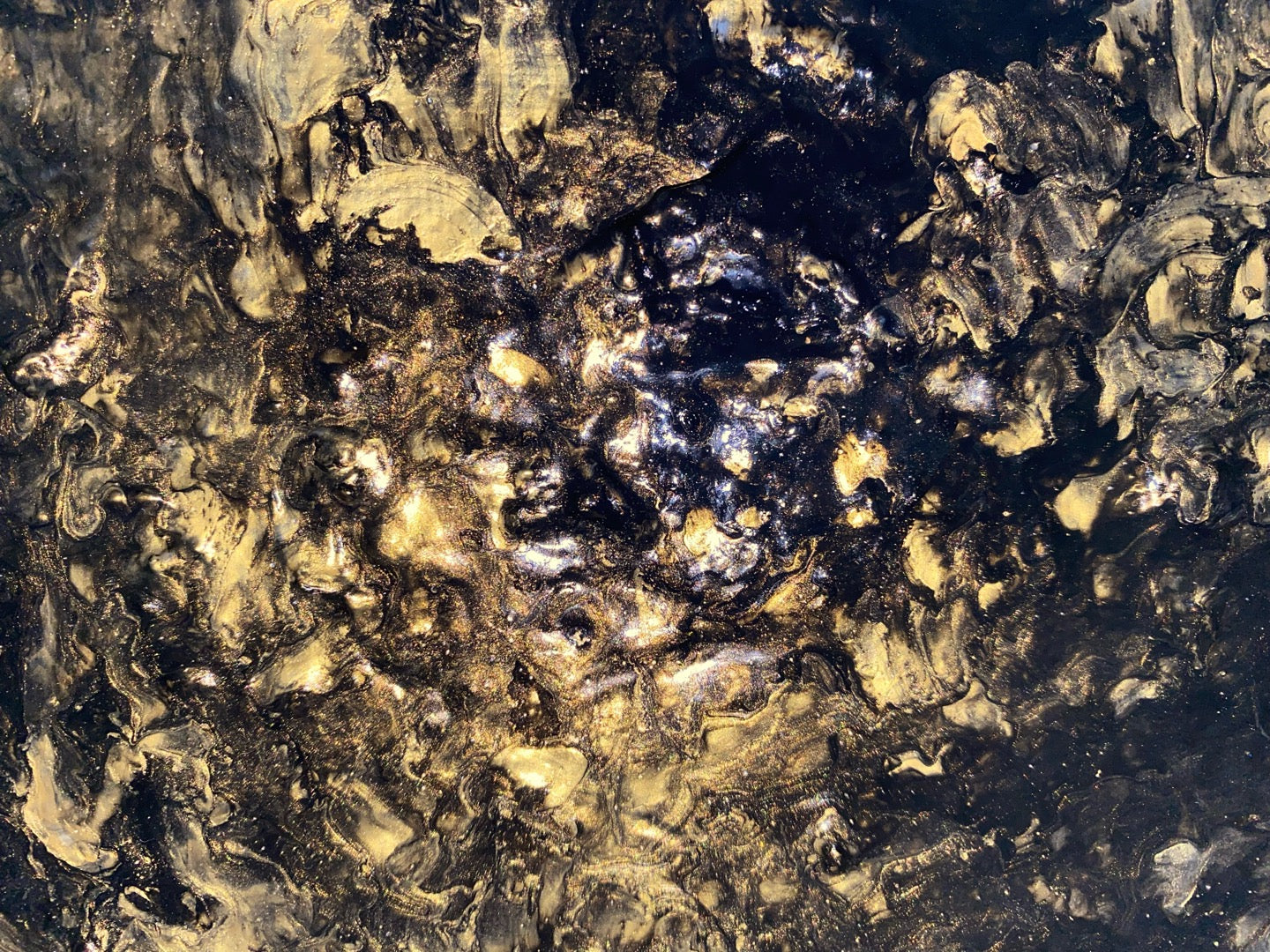 Gold Rush 30 cm x 30 cm Gold Black Textured Abstract Painting