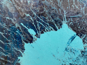 Emerald Blue Sea 93 cm x 61 cm Blue Textured Abstract Painting