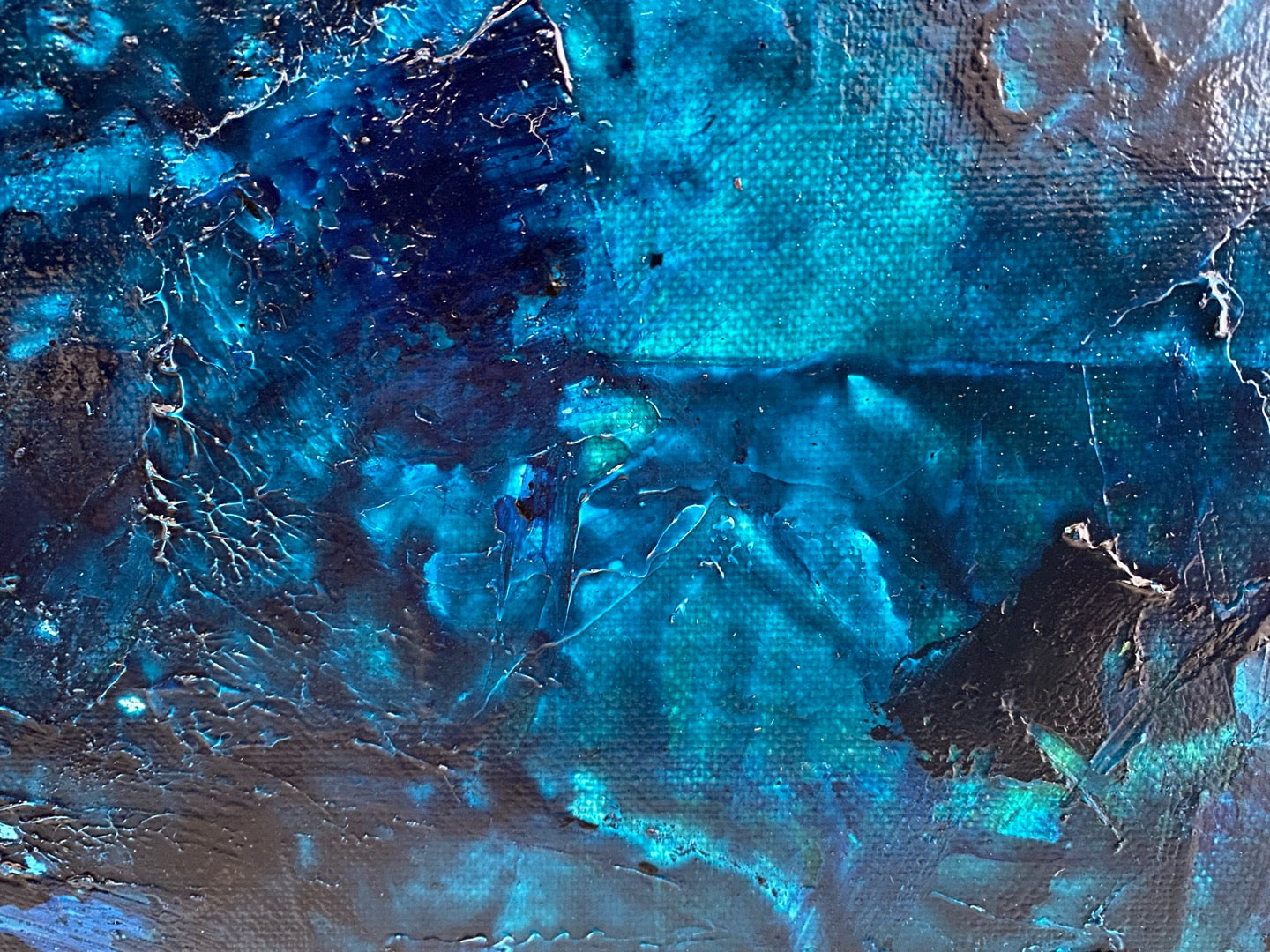 Emerald Blue Sea 93 cm x 61 cm Blue Textured Abstract Painting