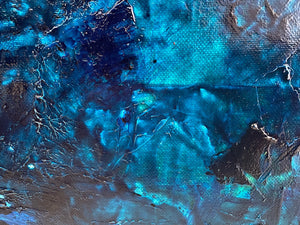 Emerald Blue Sea 93 cm x 61 cm Blue Textured Abstract Painting