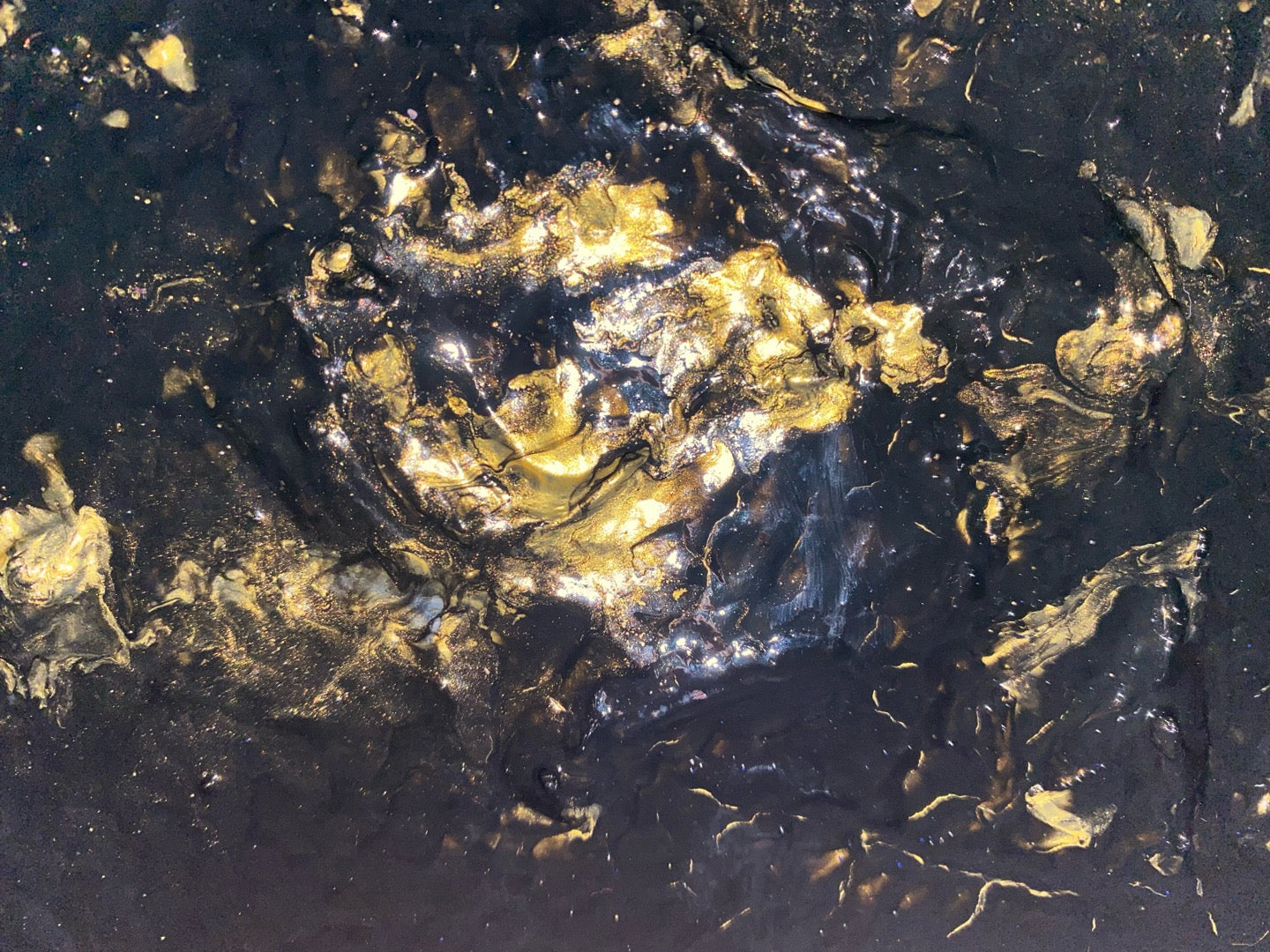 Gold Rush 30 cm x 30 cm Gold Black Textured Abstract Painting