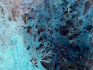 Emerald Blue Sea 93 cm x 61 cm Blue Textured Abstract Painting