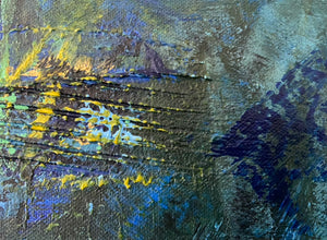 Prussian Blue Splash 121.8cm x 182.8cm Blue Textured Abstract Painting