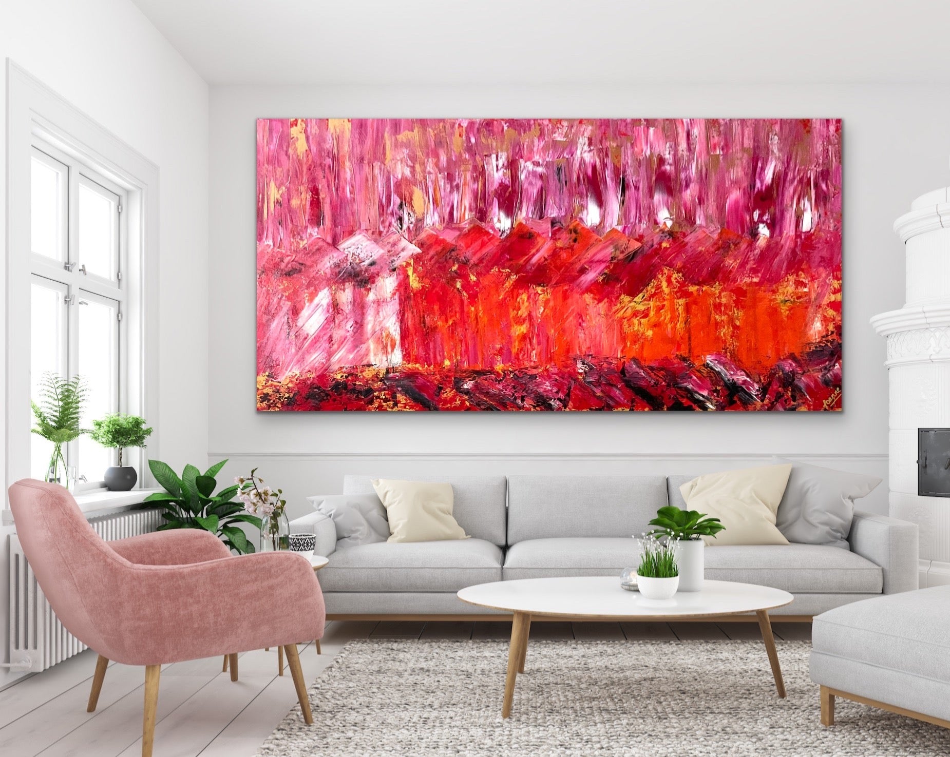 Summer Sunrise (91 cm x 182 cm)Textured Abstract Painting