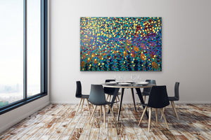 Spring Garden 121.8 cm x 182.8 cm Blue Textured Abstract Painting by Joanne Daniel