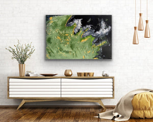 Alpine Mountains 93 cm x 61 cm Black Green Textured Abstract Painting Abstract by Australian Artist Joanne Daniel