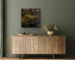Gold Rush 30 cm x 30 cm Gold Black Textured Abstract Painting