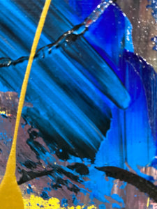 Universe 61cm x 122cm Yellow Blue Textured Abstract Painting