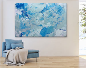 Merging Phthalo Blue 121.8 cm x 182.8 cm         Textured Abstract Painting