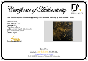 Gold Rush 30 cm x 30 cm Gold Black Textured Abstract Painting