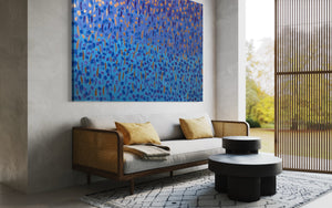 Fall 121.8 cm x 182.8 cm Baby Blue Textured Abstract Painting by Joanne Daniel