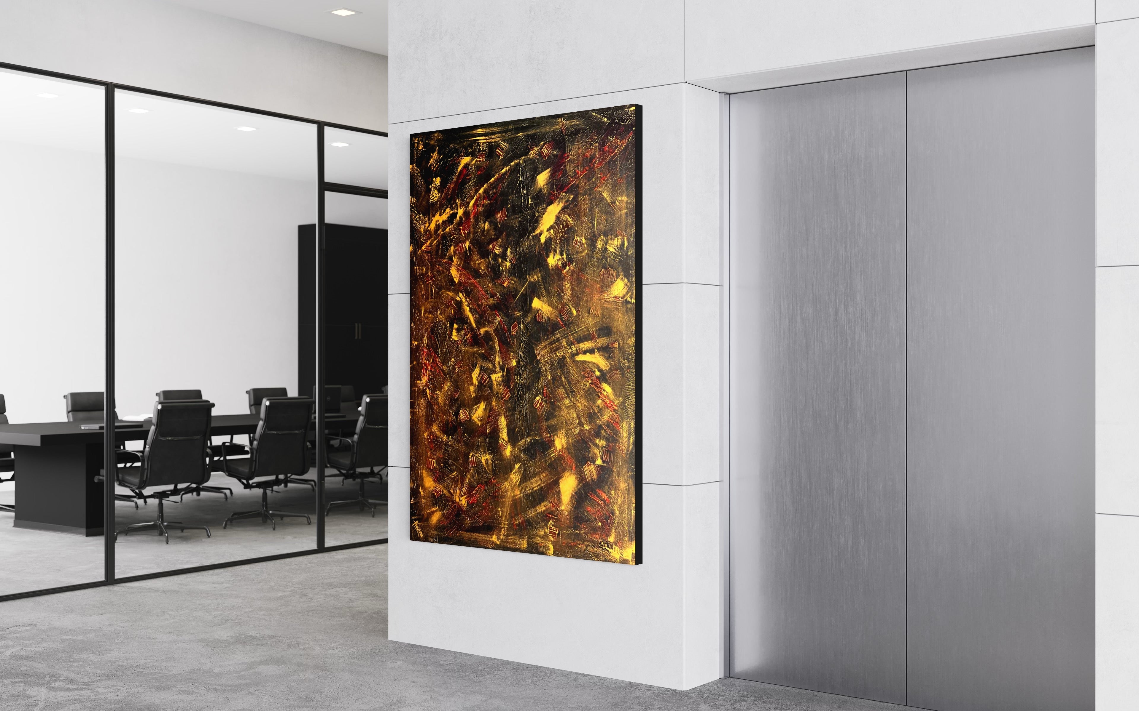 Gold Mine 121.8 cm x 182.8 cm Gold Red Brown Textured Abstract Painting