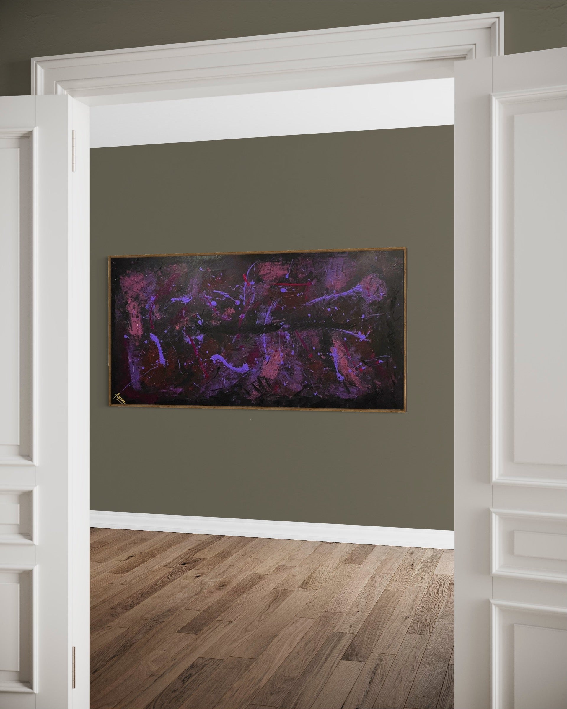 Violet Lights 91 cm x 182 cm Purple Textured Abstract Painting by Joanne Daniel