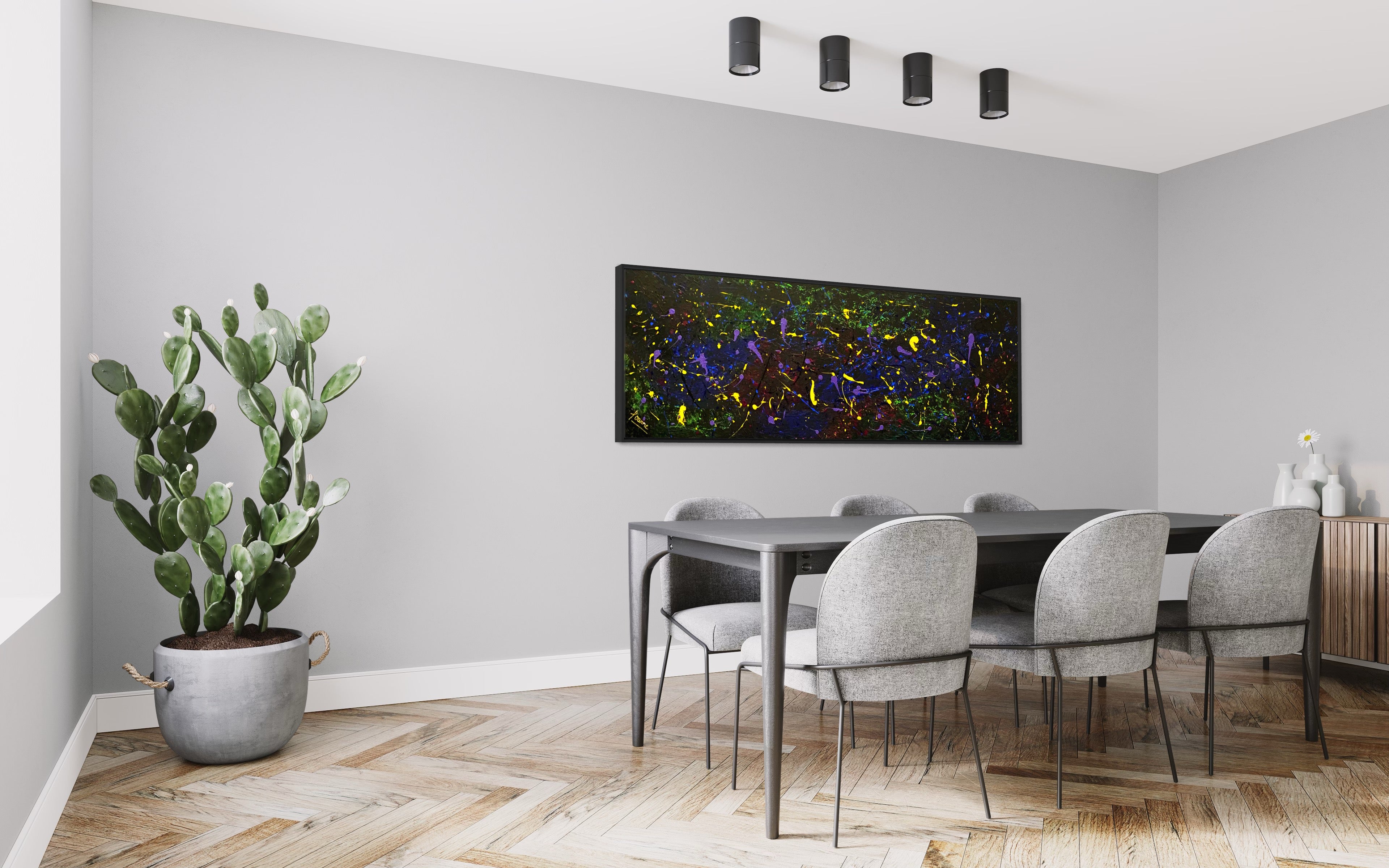 Cosmos 183 cm x 61 cm Black Textured Abstract Painting