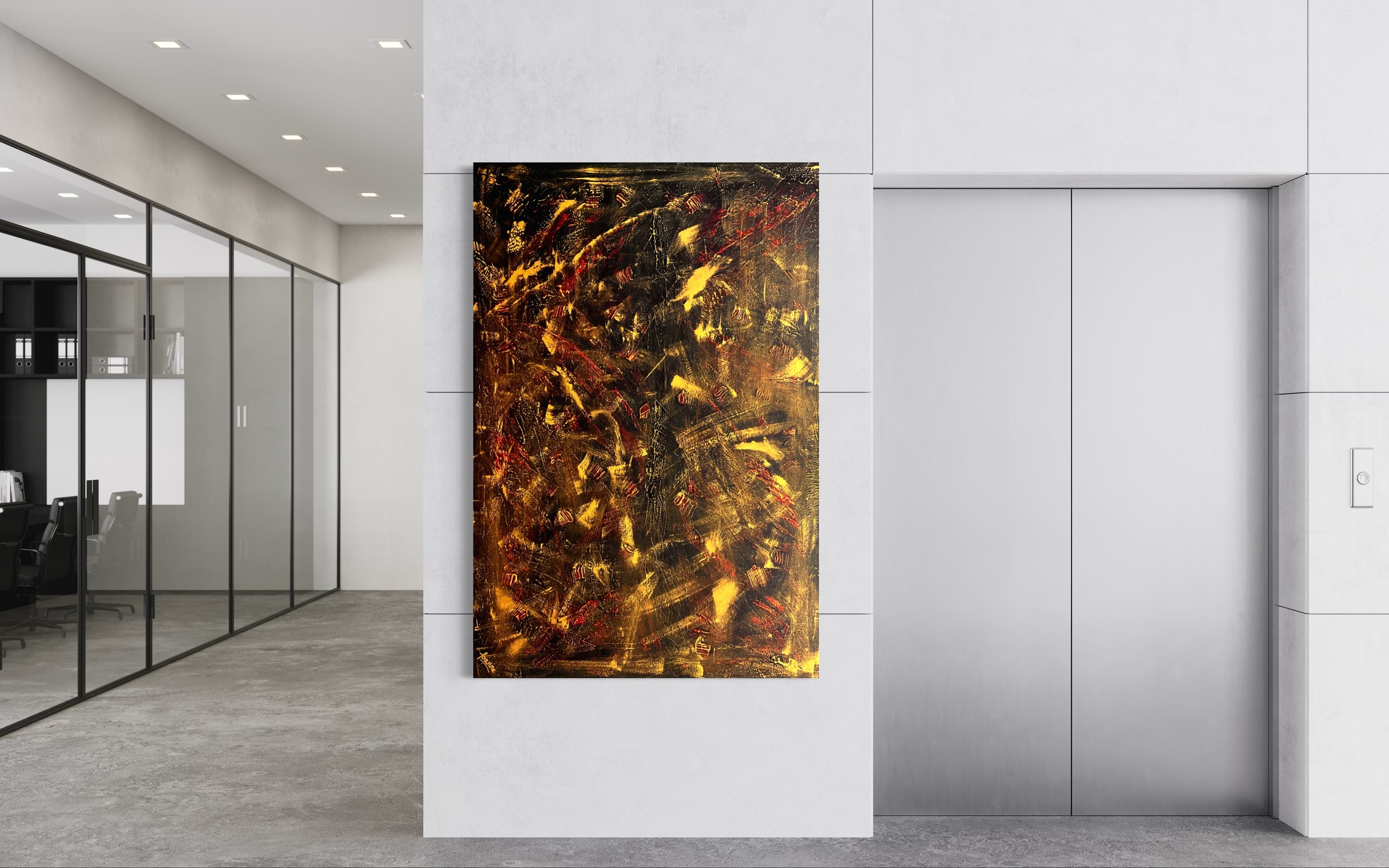 Gold Mine 121.8 cm x 182.8 cm Gold Red Brown Textured Abstract Painting