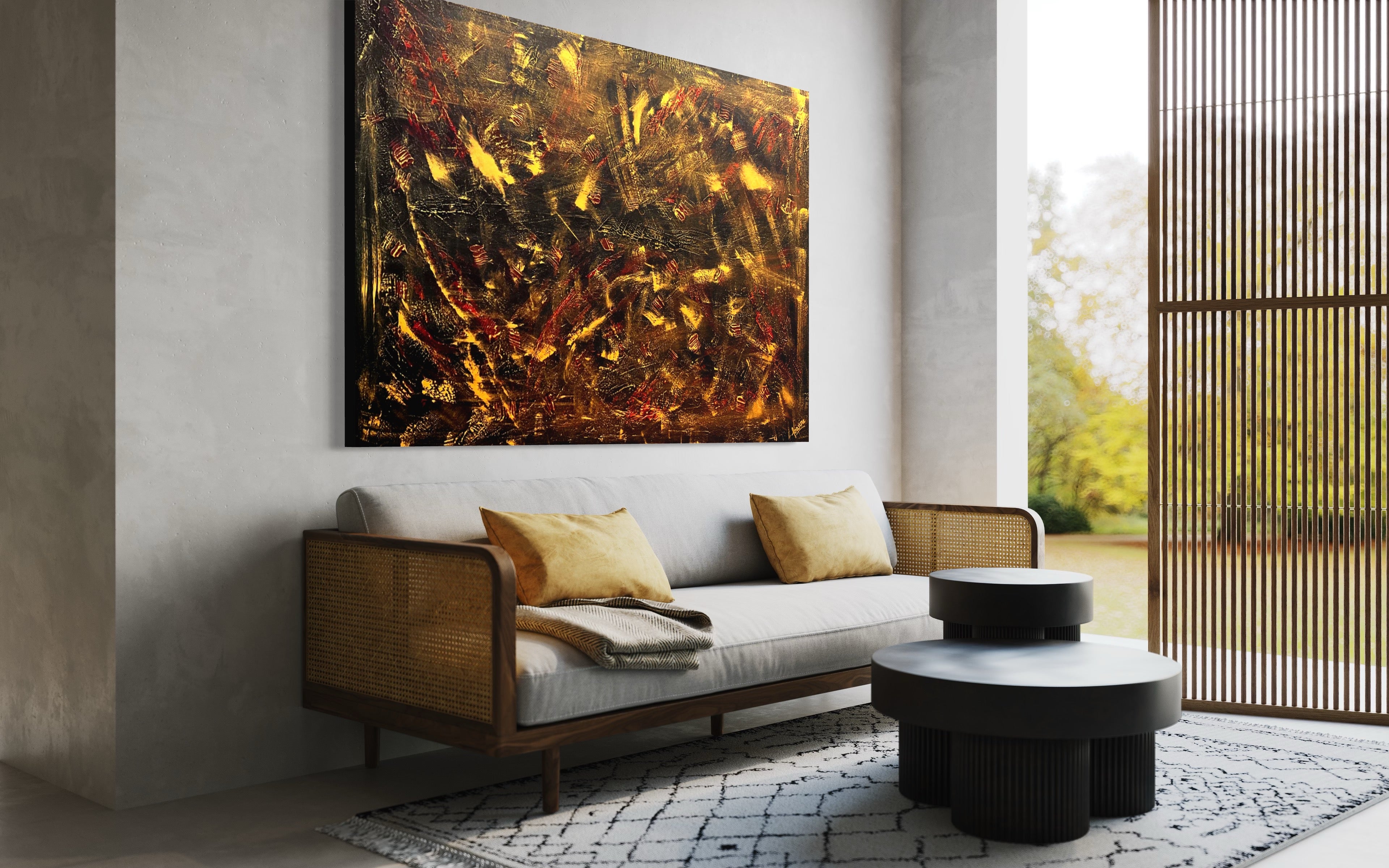 Gold Mine 121.8 cm x 182.8 cm Gold Red Brown Textured Abstract Painting