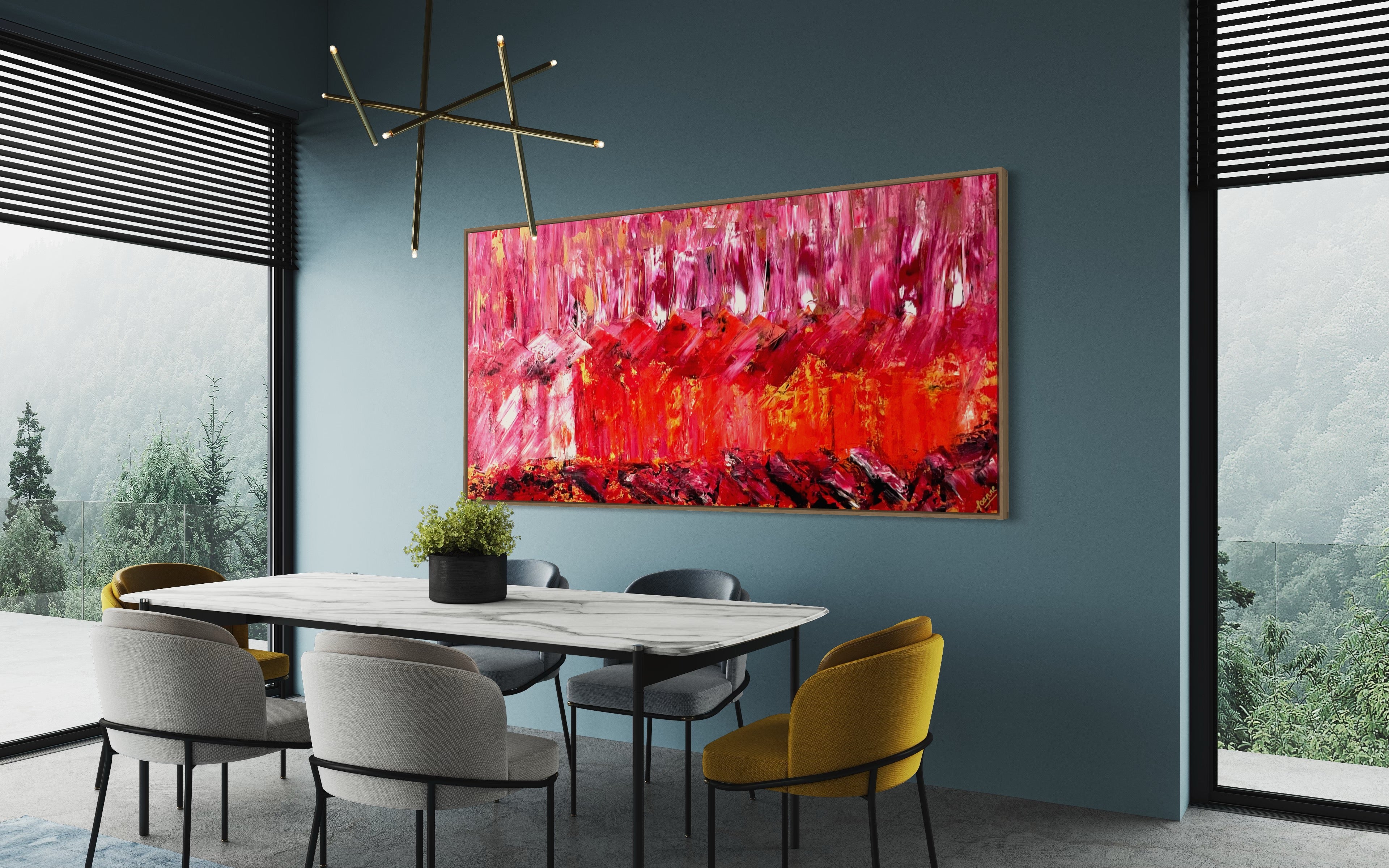 Summer Sunrise (91 cm x 182 cm)Textured Abstract Painting