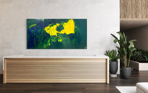 Lemon splash (91 cm x 182 cm)Textured Abstract Painting by Joanne Daniel