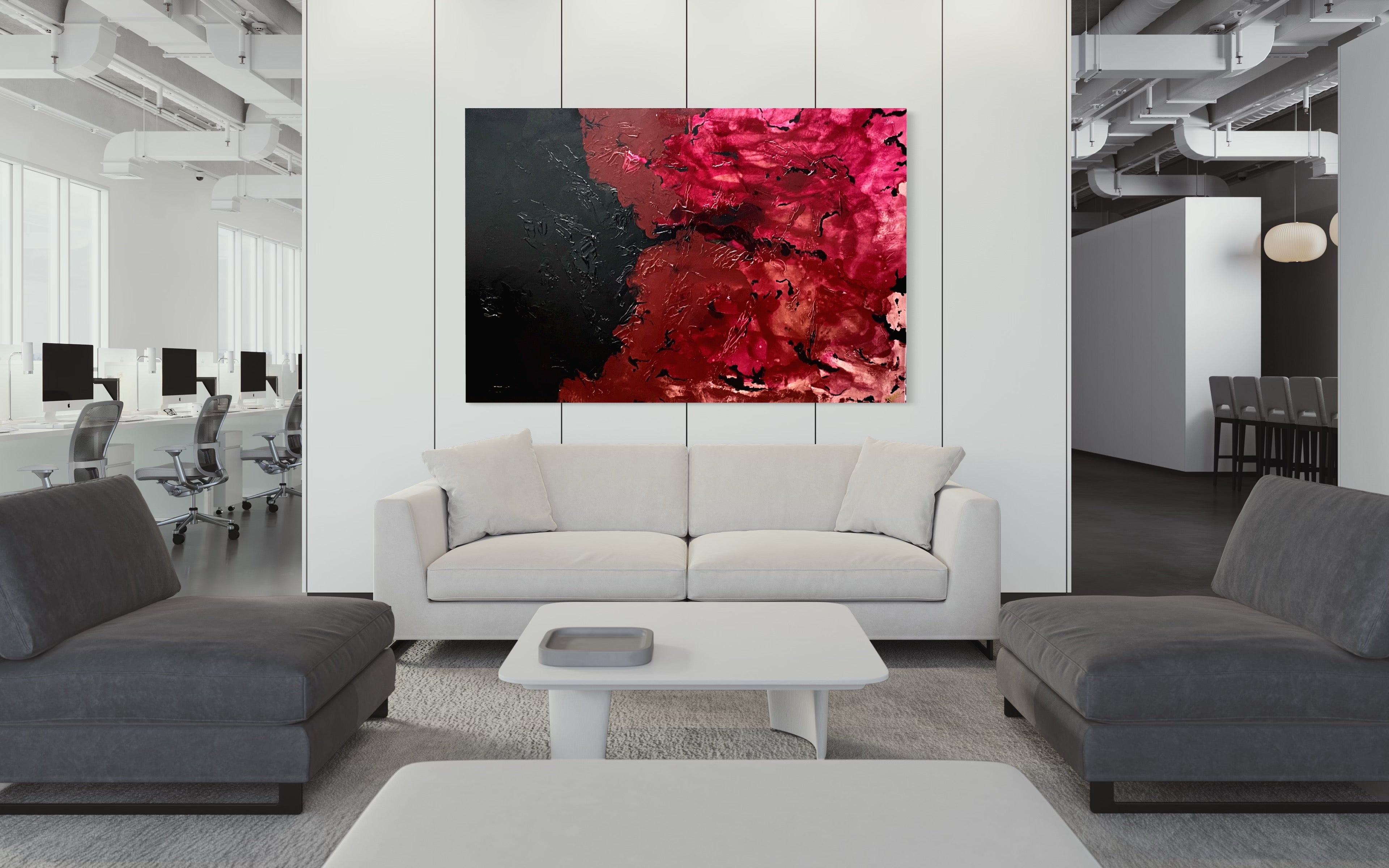 Red Violet 121.8 cm x 182.8 cm Violet Textured Abstract Painting