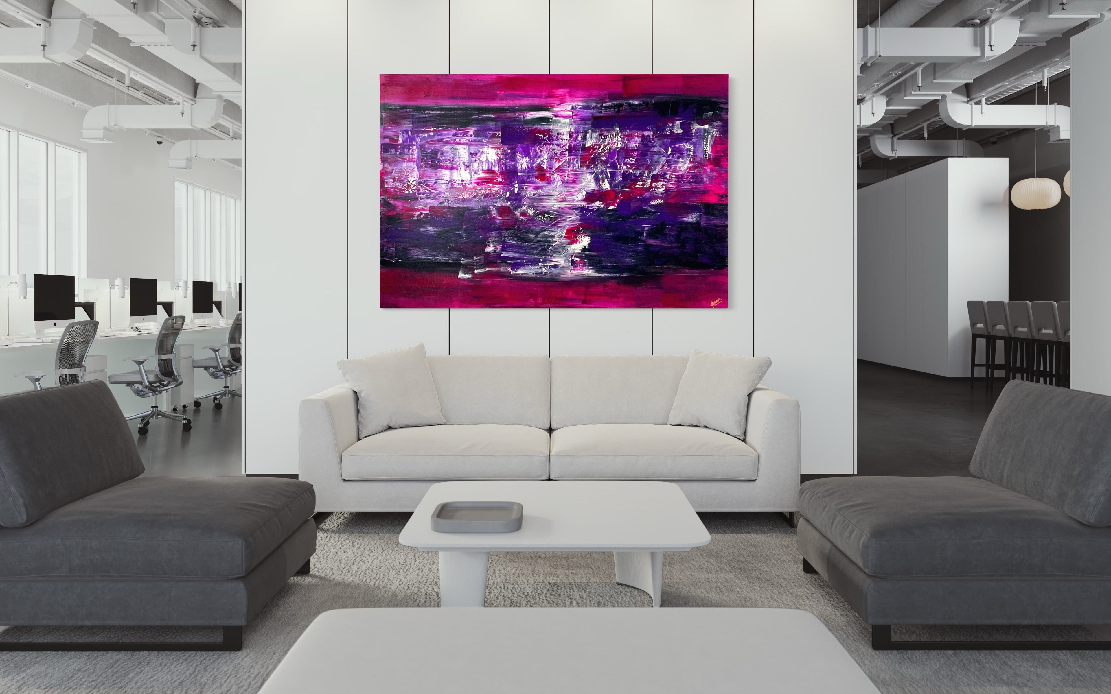 PINK 121 cm x 182 cm Textured Abstract Painting by Joanne Daniel