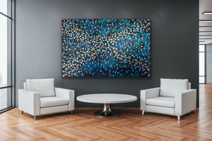 Blooming Blue 121.8 cm x 182.8 cm Blue Textured Original Abstract Painting by Joanne Daniel