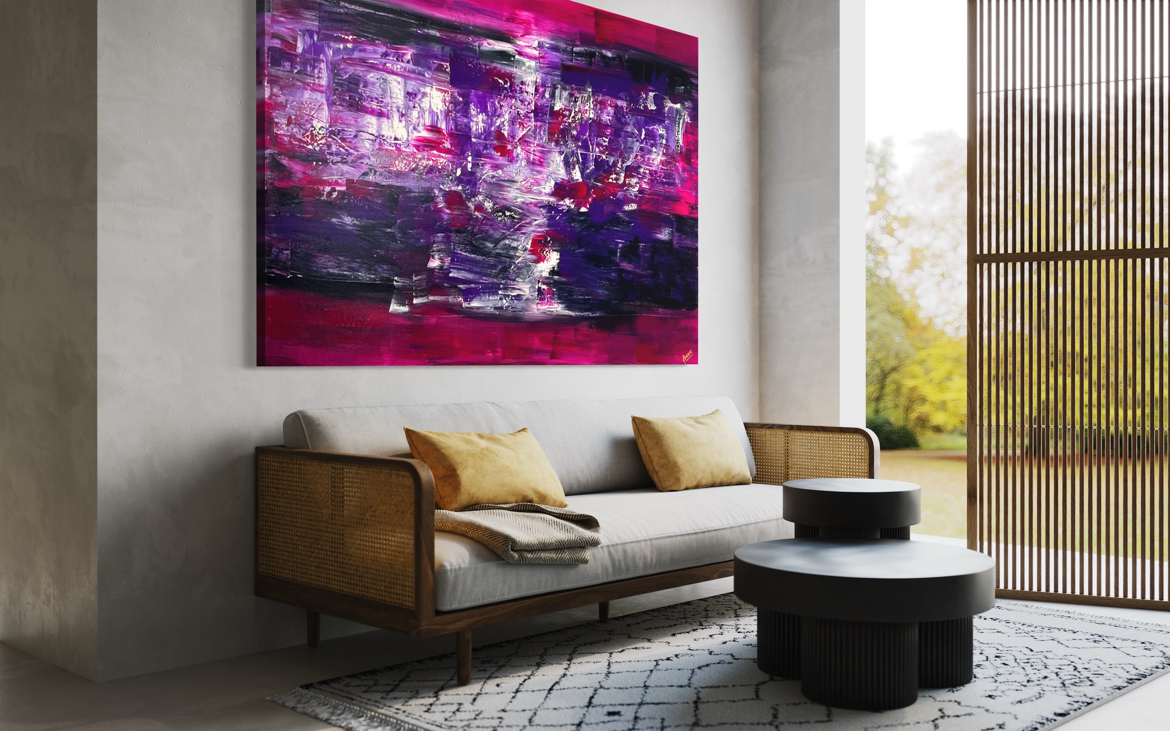 PINK 121 cm x 182 cm Textured Abstract Painting by Joanne Daniel